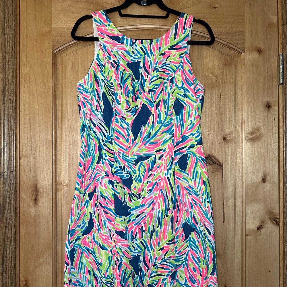Lilly Pulitzer Cathy Shift Dress Indigo Palm Reader Size 4